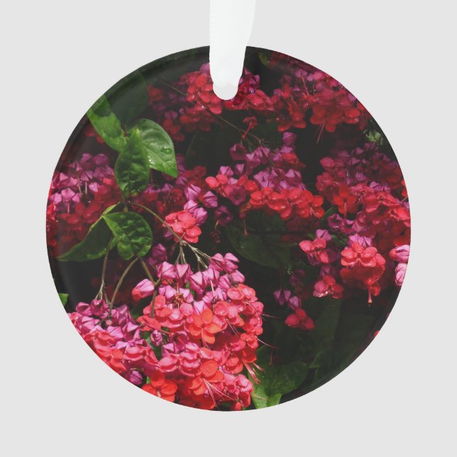Pagoda Flowers Colorful Red and Pink Ornament (Front)