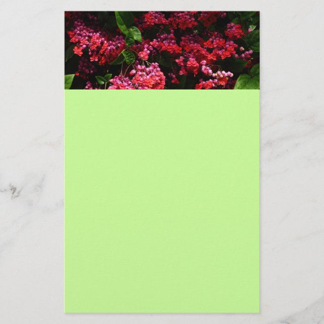 Pagoda Flowers Colorful Red and Pink Stationery (Front)