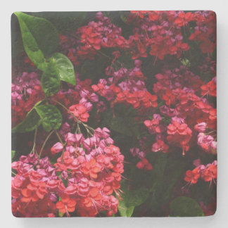 Pagoda Flowers Colorful Red and Pink Stone Coaster