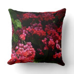 Pagoda Flowers Colorful Red and Pink Throw Pillow