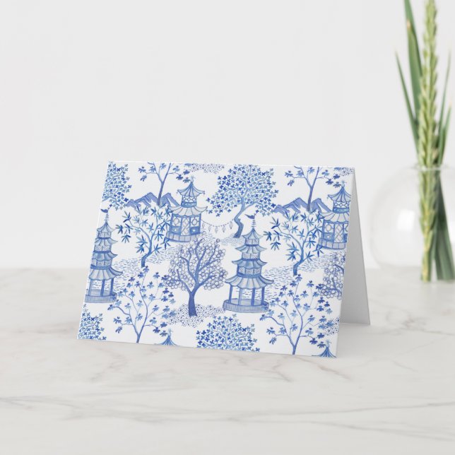 Pagoda Forest Blue and White Card (Front)