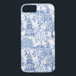 Pagoda Forest iPhone 8/7 Case<br><div class="desc">Watercolor chinoiserie pagoda forest design in blue and white.</div>