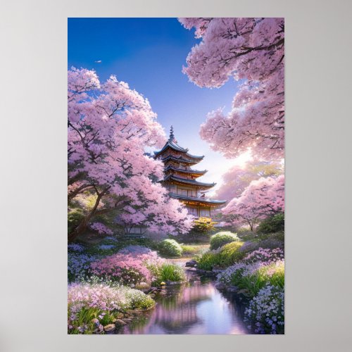 Pagoda in Bloom Poster