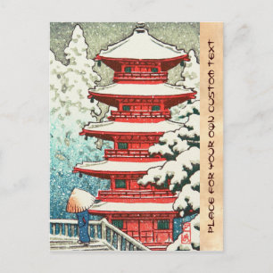 Pagoda in the Snow Kawase Hasui shin hanga art Postcard
