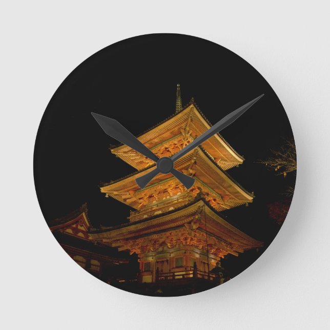 Pagoda Japan Kyoto Round Clock (Front)