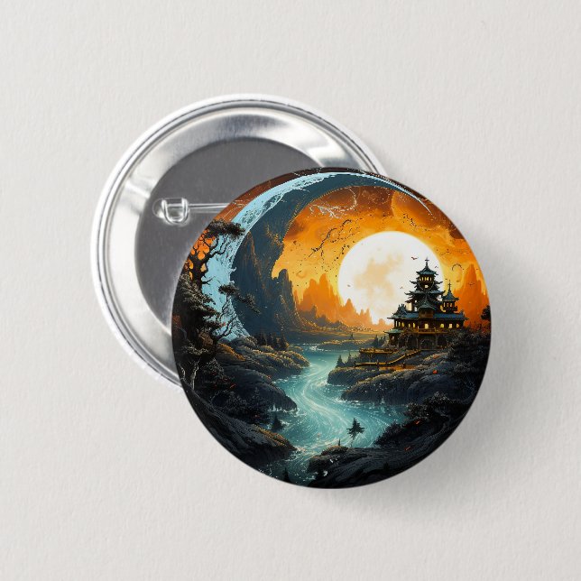 Pagoda Palace River Yin Yang Martial Arts Button (Front & Back)