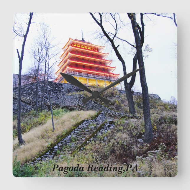 Pagoda Reading,PA Square Wall Clock (Front)