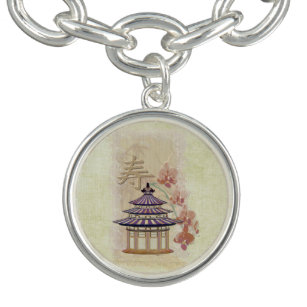 Pagoda Rose Mixed Media Oriental Bracelet