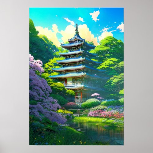 Pagoda Serenity Wooden Oasis  Poster