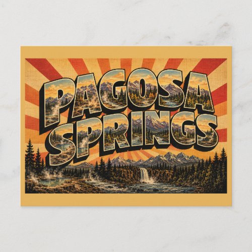 Pagosa Springs Colorado Hot Springs Mountain Art Postcard
