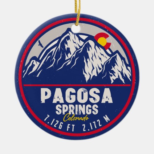 Pagosa Springs Colorado Retro Sunset Mountain Ceramic Ornament