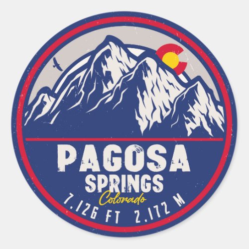 Pagosa Springs Colorado Retro Sunset Mountain Classic Round Sticker