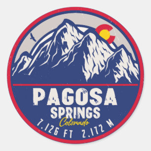 Pagosa Springs Colorado Retro Sunset Mountain Classic Round Sticker