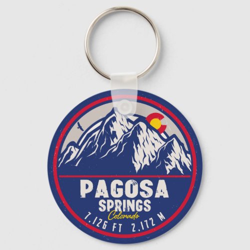 Pagosa Springs Colorado Retro Sunset Mountain Keychain
