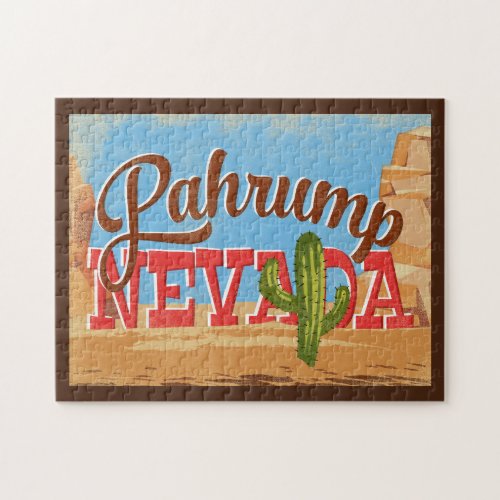 Pahrump Nevada Cartoon Desert Vintage Travel Jigsaw Puzzle