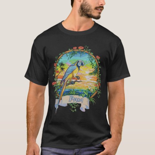 Paia Maui Vintage Tropical Sunset Beach Parrot Va T_Shirt