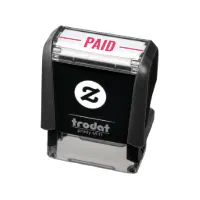 Promot Paid Stamp Self Inking Stamp - Paid Stamp for Office, Accounts Payable Stamp w/Confirmation Number and Date - Rubber Stamps, Red Ink Stamp