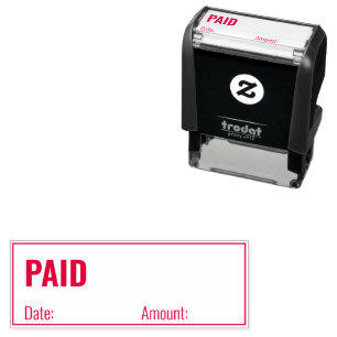 PAID Date Amount and Border Business Template Self-inking Stamp
