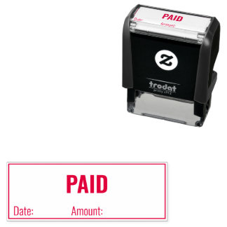PAID Date Amount and Border Business Text Template Self-inking Stamp