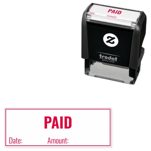 PAID Date Amount and Border Business Text Template Self_inking Stamp