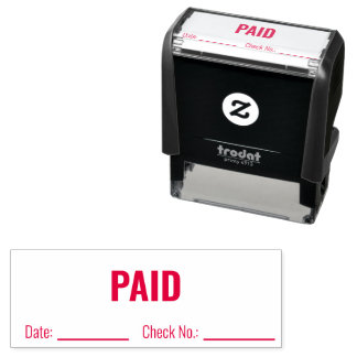 PAID Date Check Number Business Text Template Self-inking Stamp
