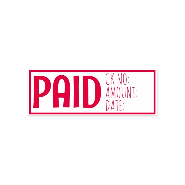 Paid Details Check Number Amount Date Invoice Self-inking Stamp (Design)