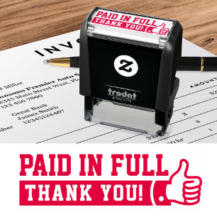 Paid in Full Accounting Thumbs Up Business Red Self-inking Stamp