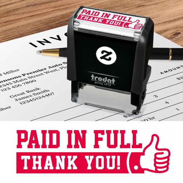 Paid in Full Accounting Thumbs Up Business Red Self-inking Stamp (Creator Uploaded)