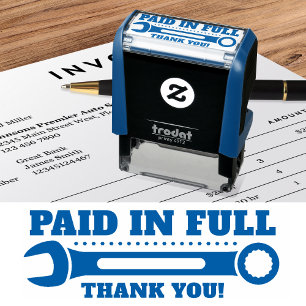 Paid in Full Accounting Wrench Tool Business Blue Self-inking Stamp