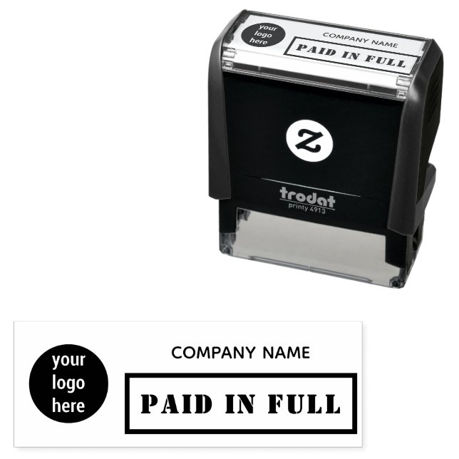 Paid in Full Business Logo Elegant Script Self-inking Stamp (In Situ)