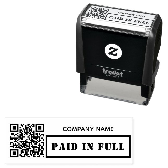 Paid in Full Business QR Code Modern Simple Self-inking Stamp (In Situ)