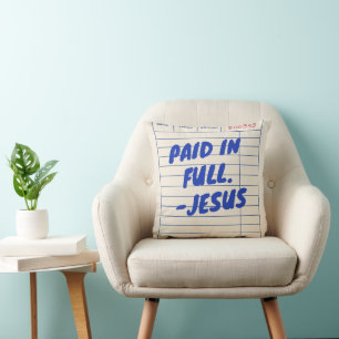 'Paid In Full. - Jesus' Restaurant Receipt Beige Throw Pillow