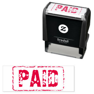 Paid in full red rubber self-inking stamp