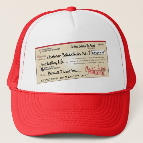 Paid in Full Saved by Jesus Check Trucker Hat