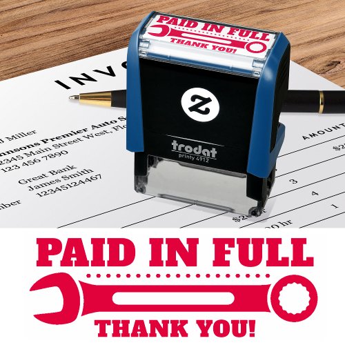 Paid in Full Thank you WRENCH Self_inking Stamp