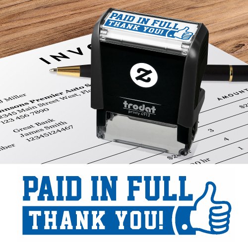 Paid in Full Thumbs up PERSONALIZED Self_inking Stamp