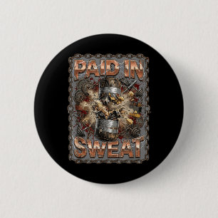 Paid in Sweat Boxing Gym Training Motivation Quote Button