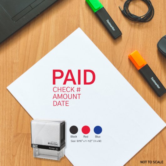 Paid Modern Script Self Inking Rubber Stamp (Front)