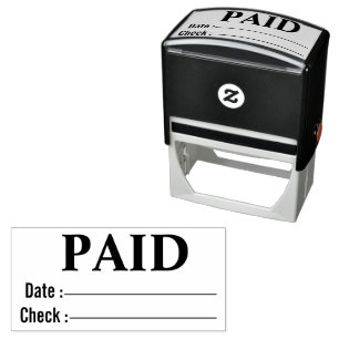 PAID Tall Date Check Number General Business Self- Self-inking Stamp