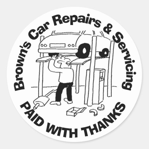 Paid With Thanks Car Repairs  Servicing Classic Round Sticker