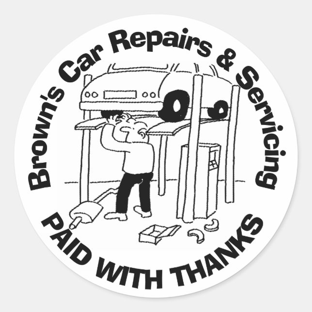 Paid With Thanks Car Repairs & Servicing Classic Round Sticker (Front)