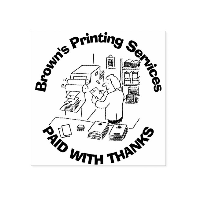 Paid With Thanks. Printer Printing Services Rubber Stamp (Imprint)
