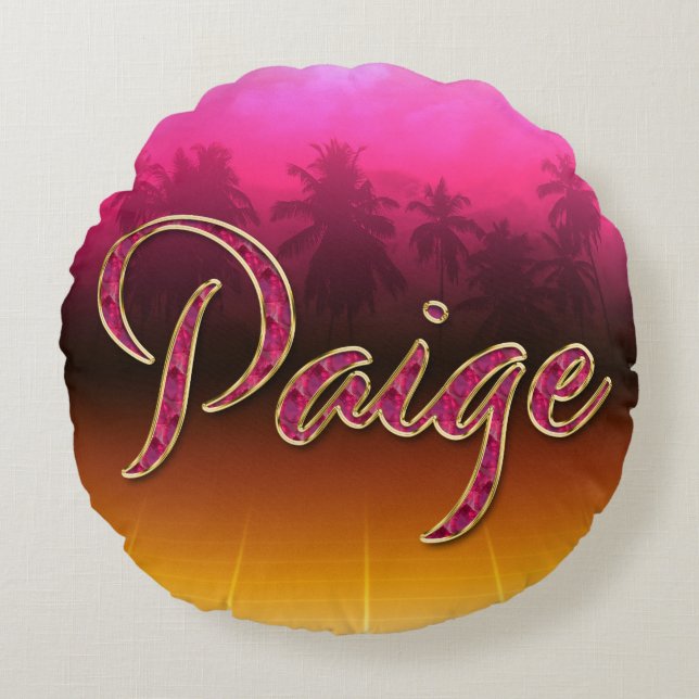 Paige first name golden pink pillow (Front)