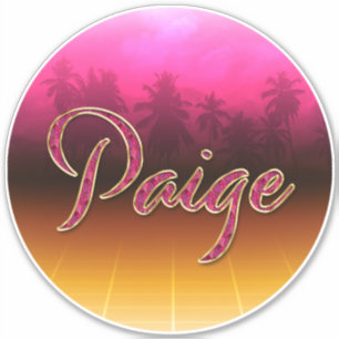 Paige first name name golden pink sticker