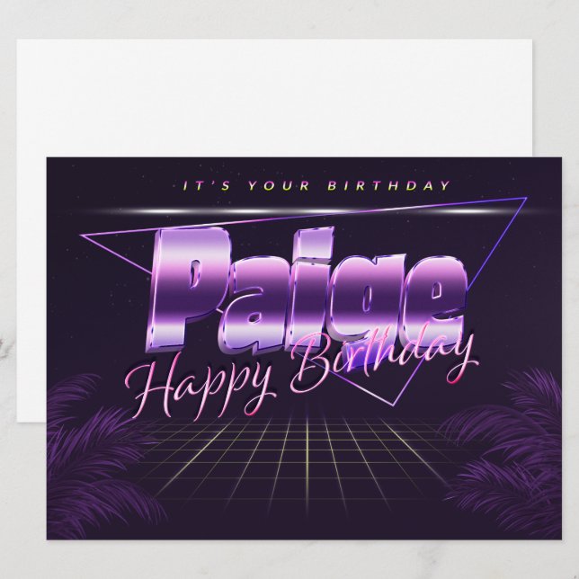 Paige Name First name lila retro card Birthday (Front/Back)