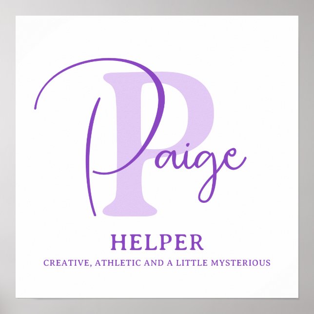 Paige name meaning purple text personalized poster (Front)