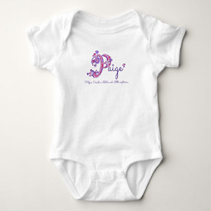 Paige P monogram name meaning hearts baby girl Bodysuit