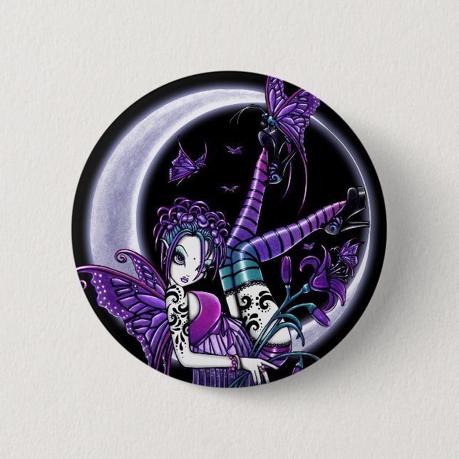 "Paige" Rainbow Butterfly Moon Fairy Button (Front)