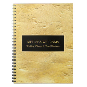 Pail Gold Texture Print Black Accent Notebook