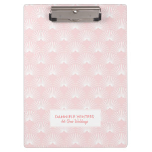 Pail-Pink & White Art-Deco Pattern Clipboard